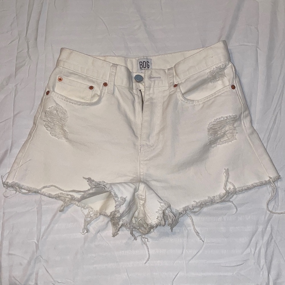 BDG High-Rise White Denim Shorts